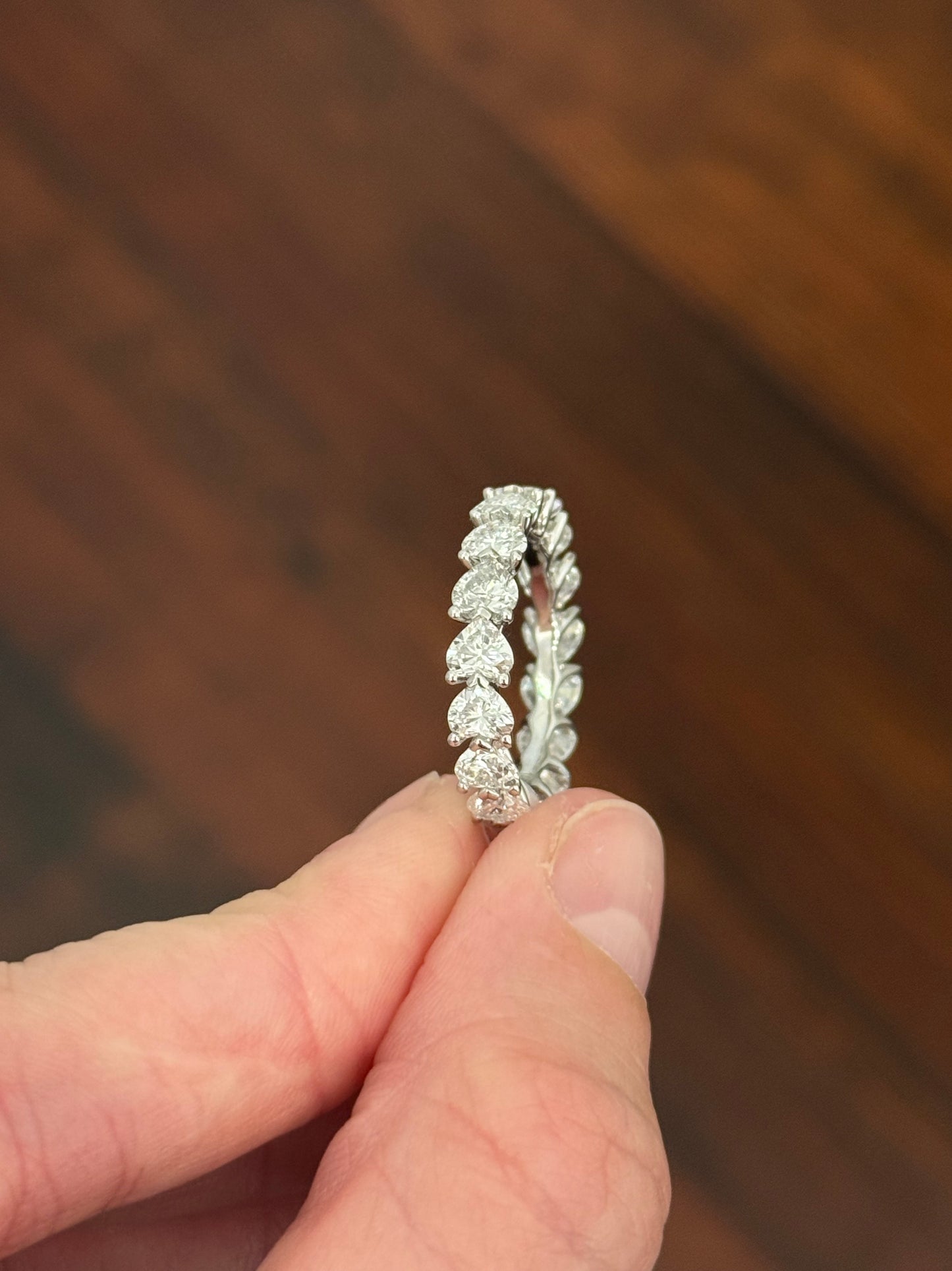 White gold 4.47ct heart shape lab diamond eternity band