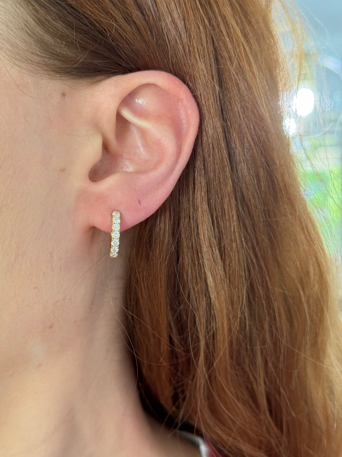 14.9mm yellow gold 0.77ct lab diamond hoop earrings