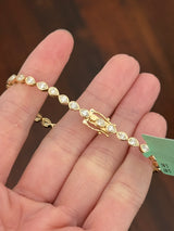 Yellow gold bezel set 3.88ct marquise and pear shape natural diamond bracelet