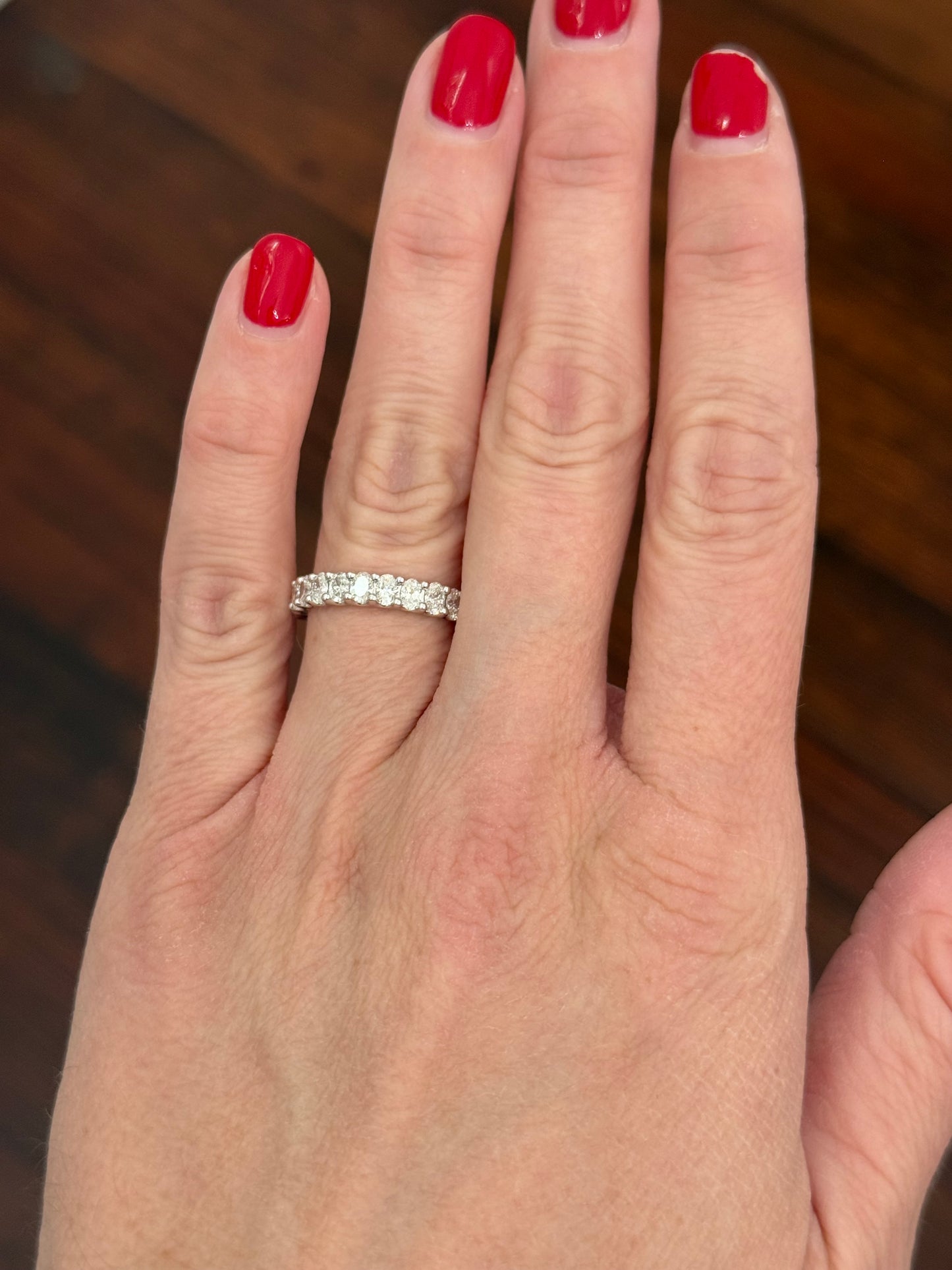 White gold 1.19ct oval lab diamond band