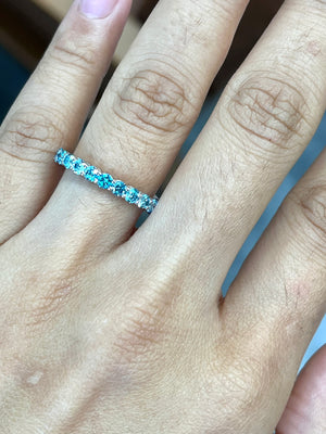*Premade* 1.84 cttw Half Fancy Blue and Half Lab Diamonds Eternity Band