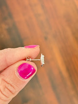 White gold oval cluster studs with round diamonds