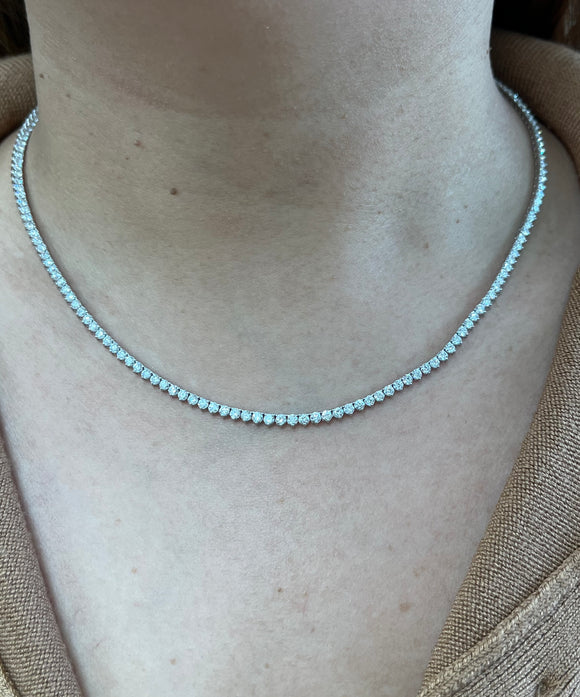 6.03 CT Lab 16.25 inches 3 Prongs Tennis Necklace
