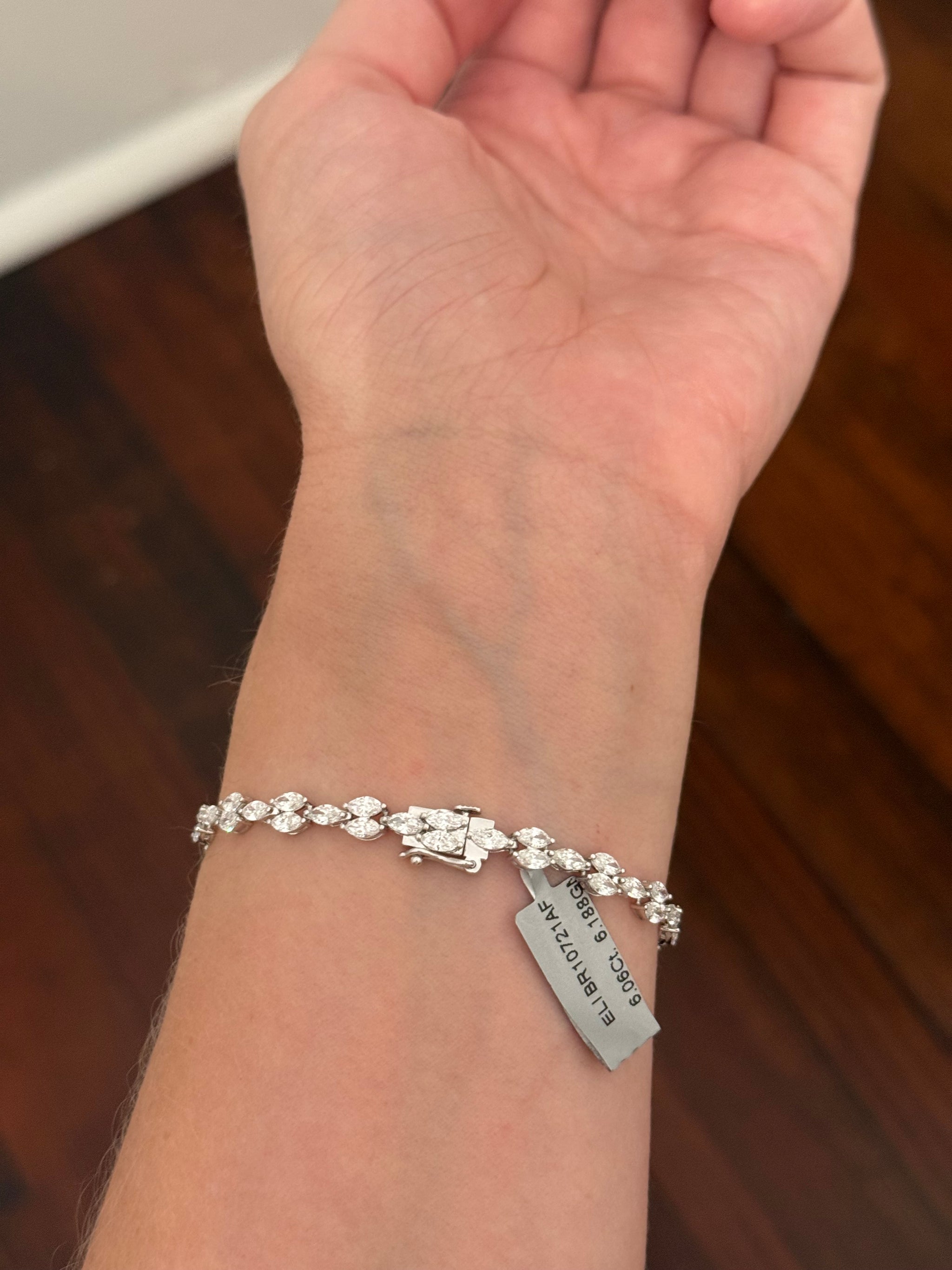 White gold 6.06ct marquise lab diamond bracelet