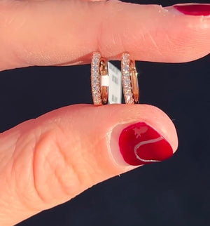 0.91 CTTW Lab diamond Rose gold oval Huggies