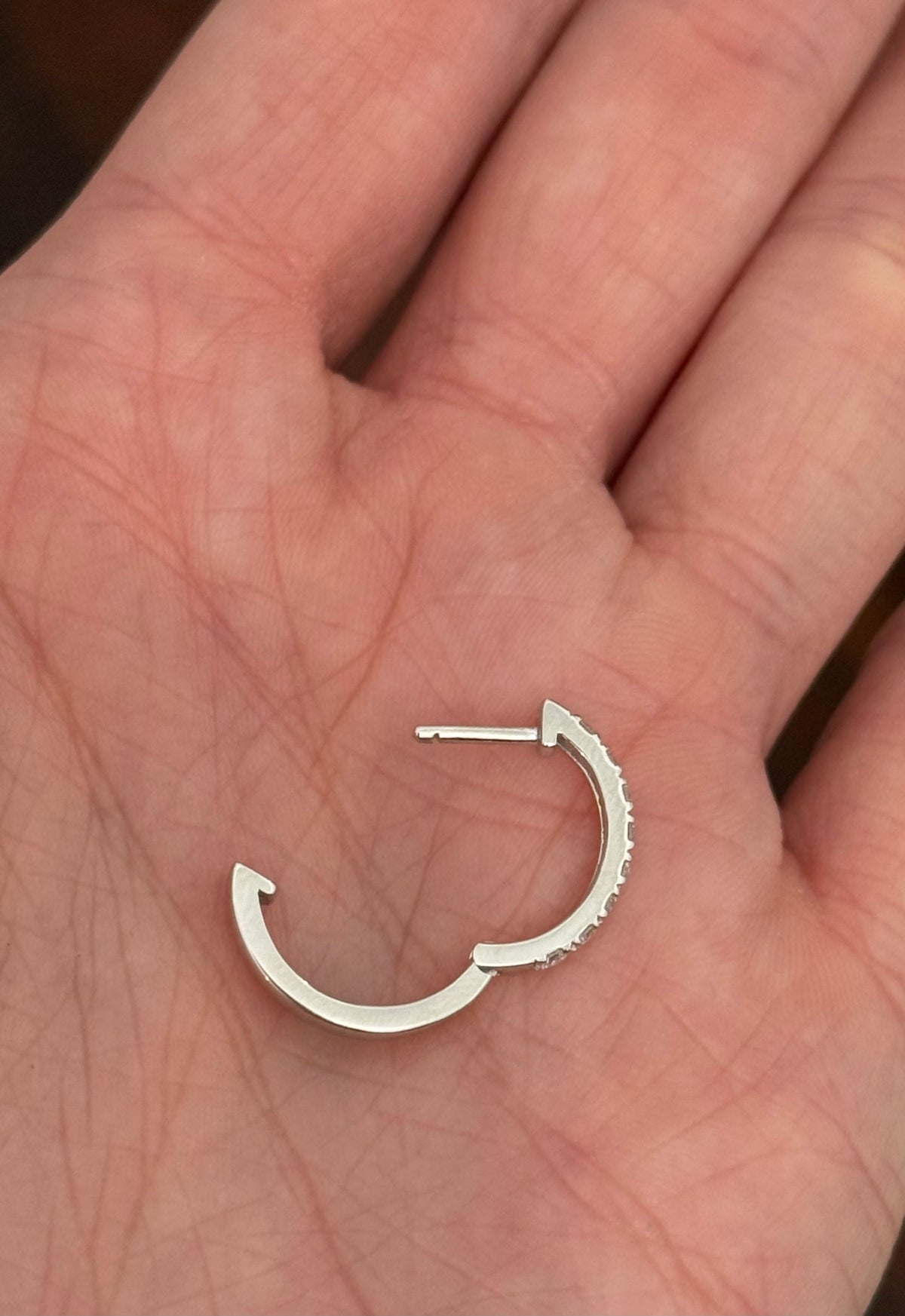 15.9mm white gold 0.60ct lab diamond hoop earrings