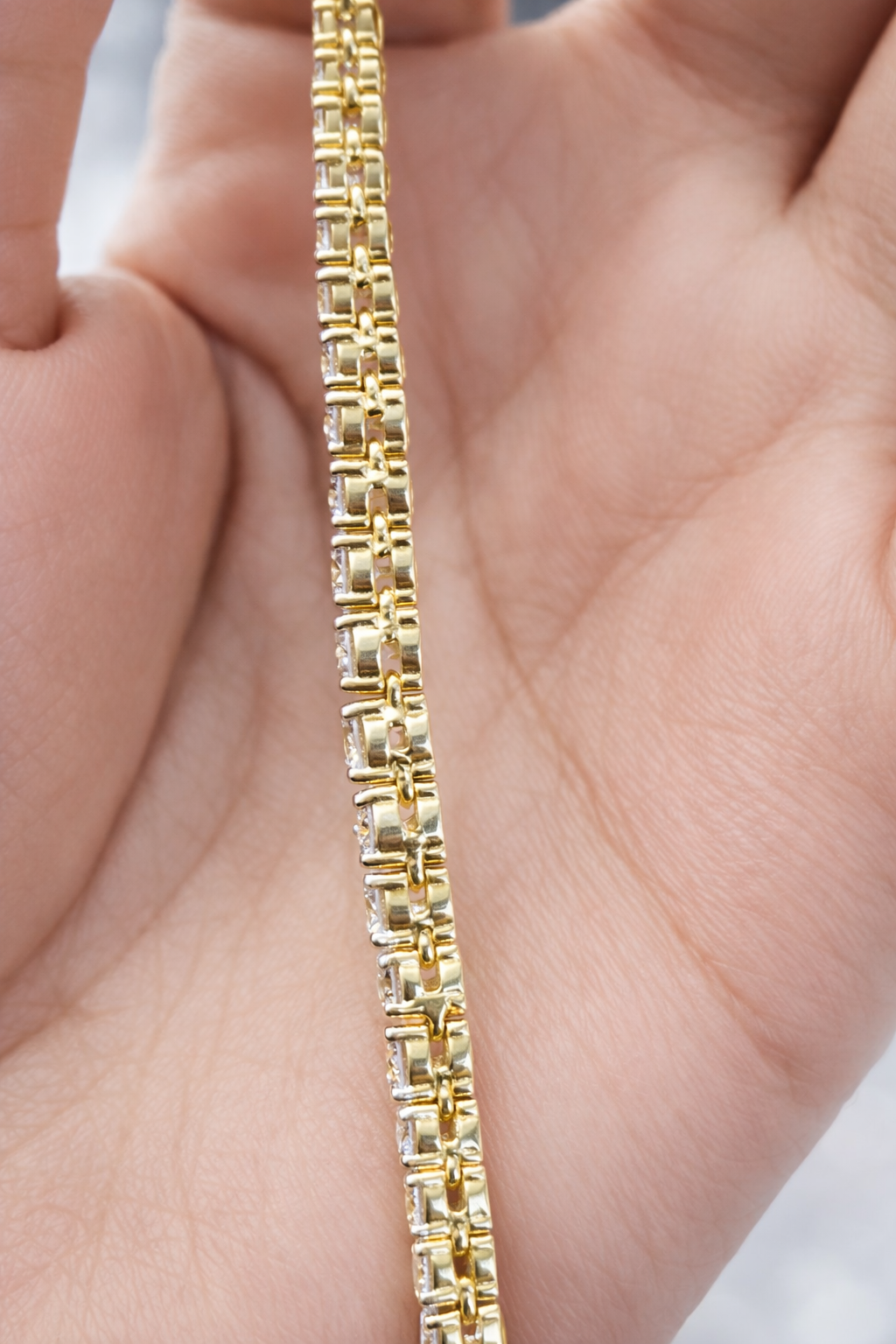 7.25ct Yellow Gold Lab Diamond 16.5" Graduated Tennis Necklace