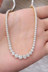 7.25ct Yellow Gold Lab Diamond 16.5" Graduated Tennis Necklace