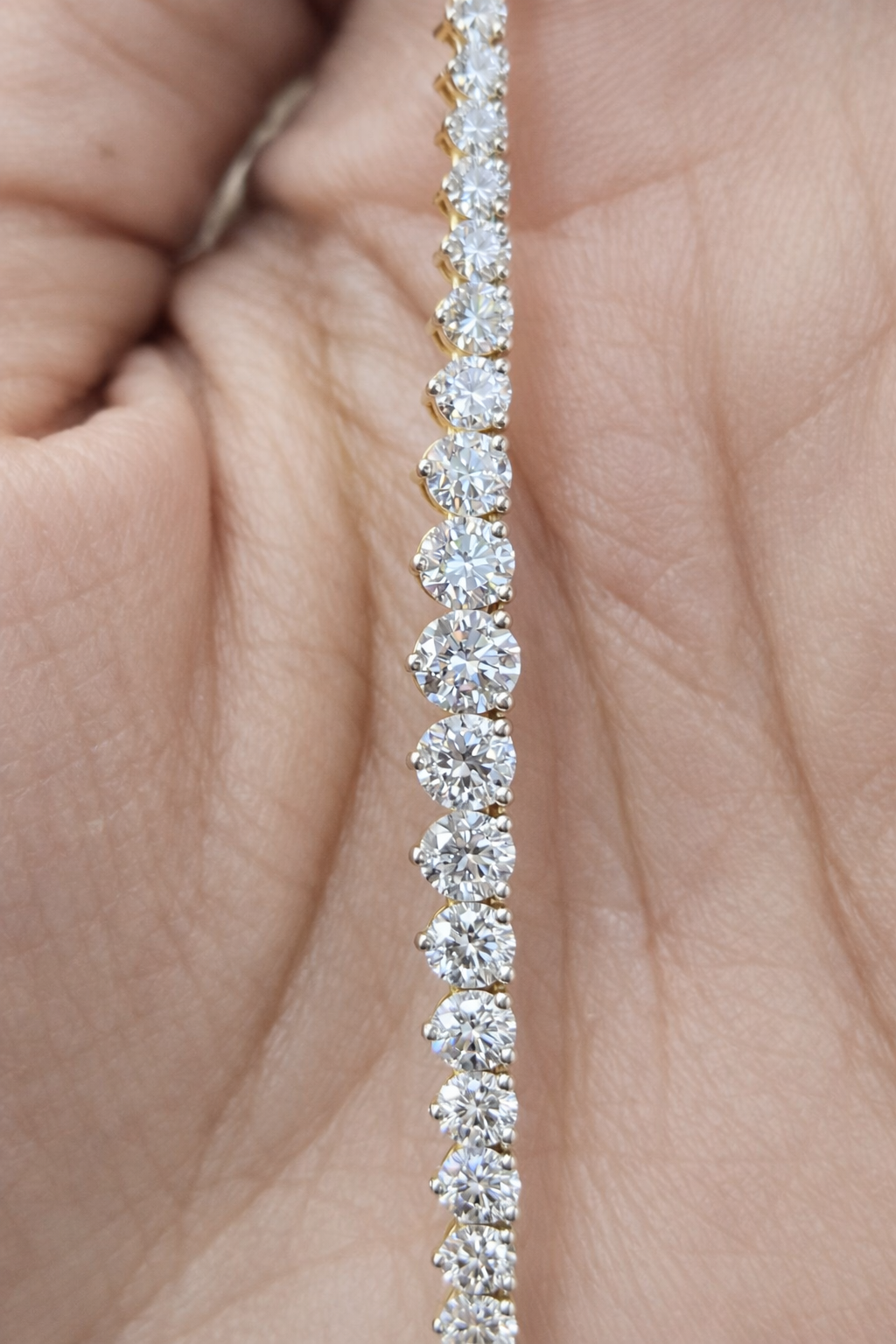 7.25ct Yellow Gold Lab Diamond 16.5" Graduated Tennis Necklace