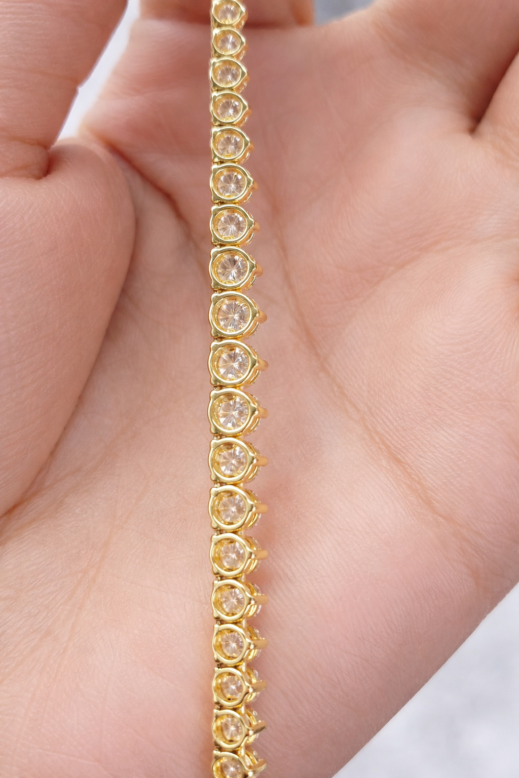 7.25ct Yellow Gold Lab Diamond 16.5" Graduated Tennis Necklace