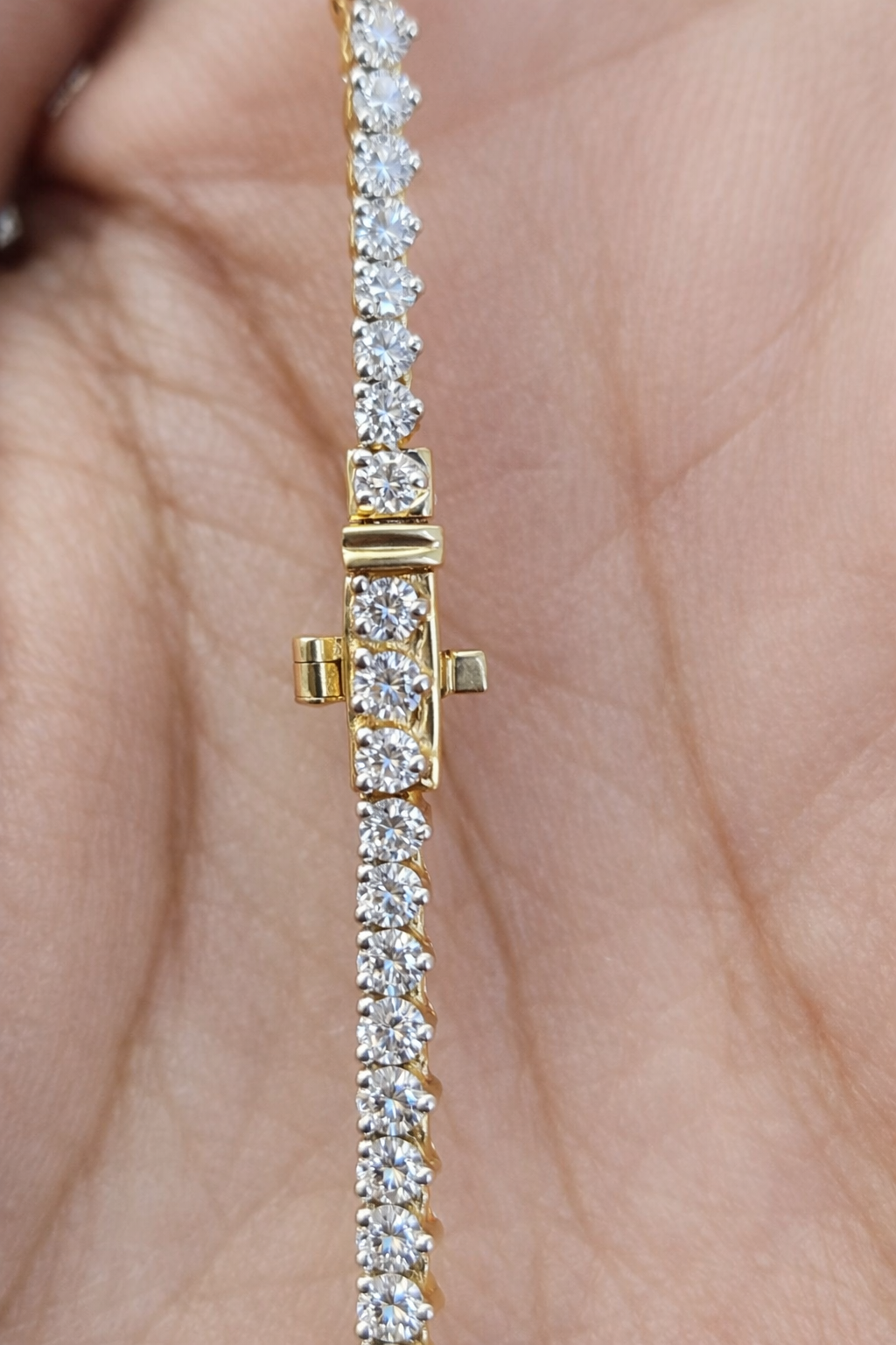 7.25ct Yellow Gold Lab Diamond 16.5" Graduated Tennis Necklace