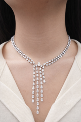 White Gold Pear Shaped Lab Diamond Necklace