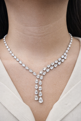 White Gold Pear Shaped Lab Diamond Necklace