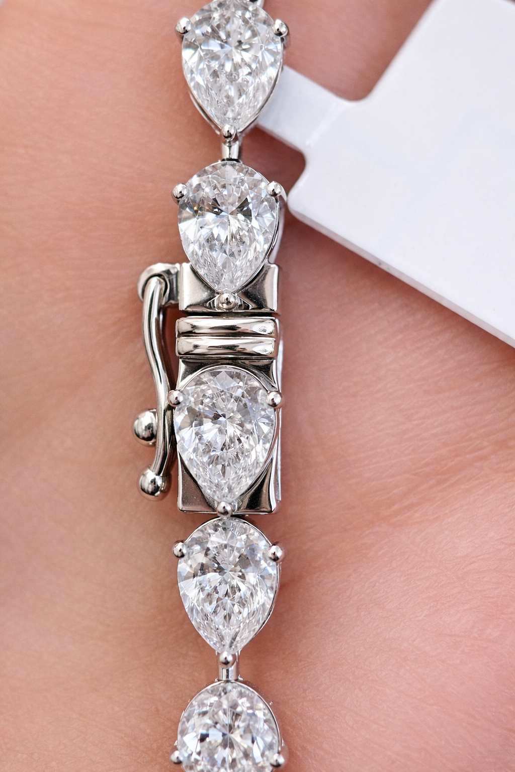 White Gold Pear Shaped Lab Diamond Necklace