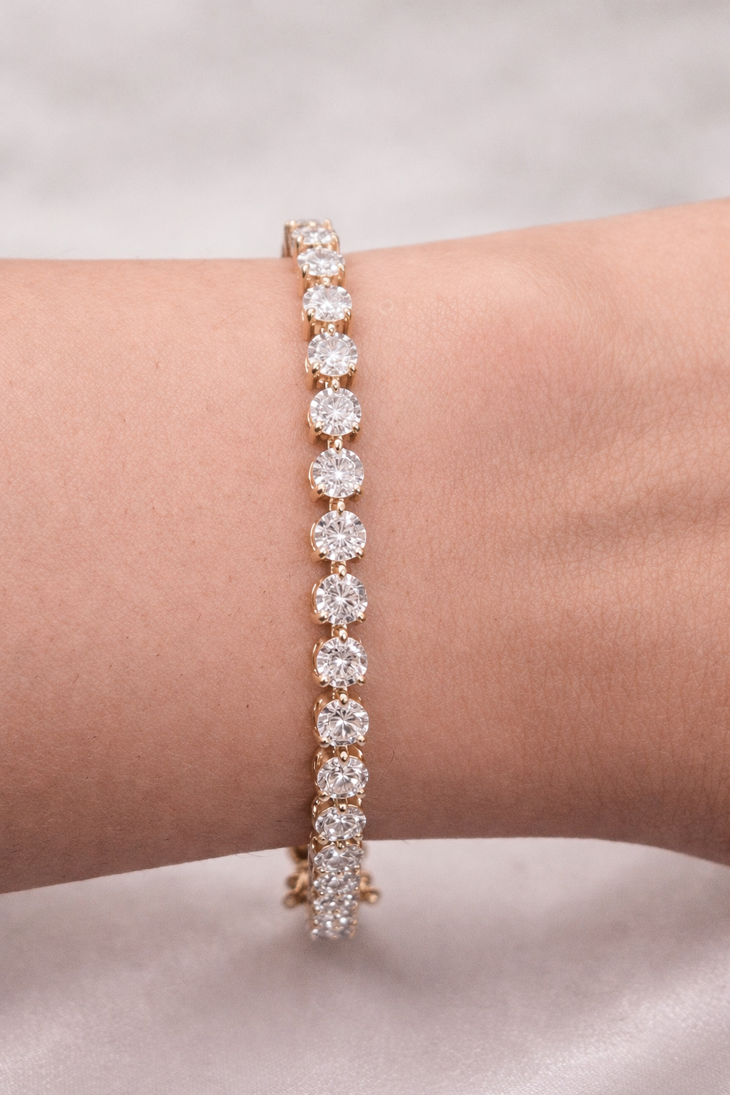 5.63ct Yellow Gold 3 Prongs Lab Diamond 7" Tennis Bracelet