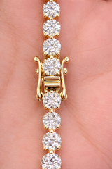 5.63ct Yellow Gold 3 Prongs Lab Diamond 7" Tennis Bracelet
