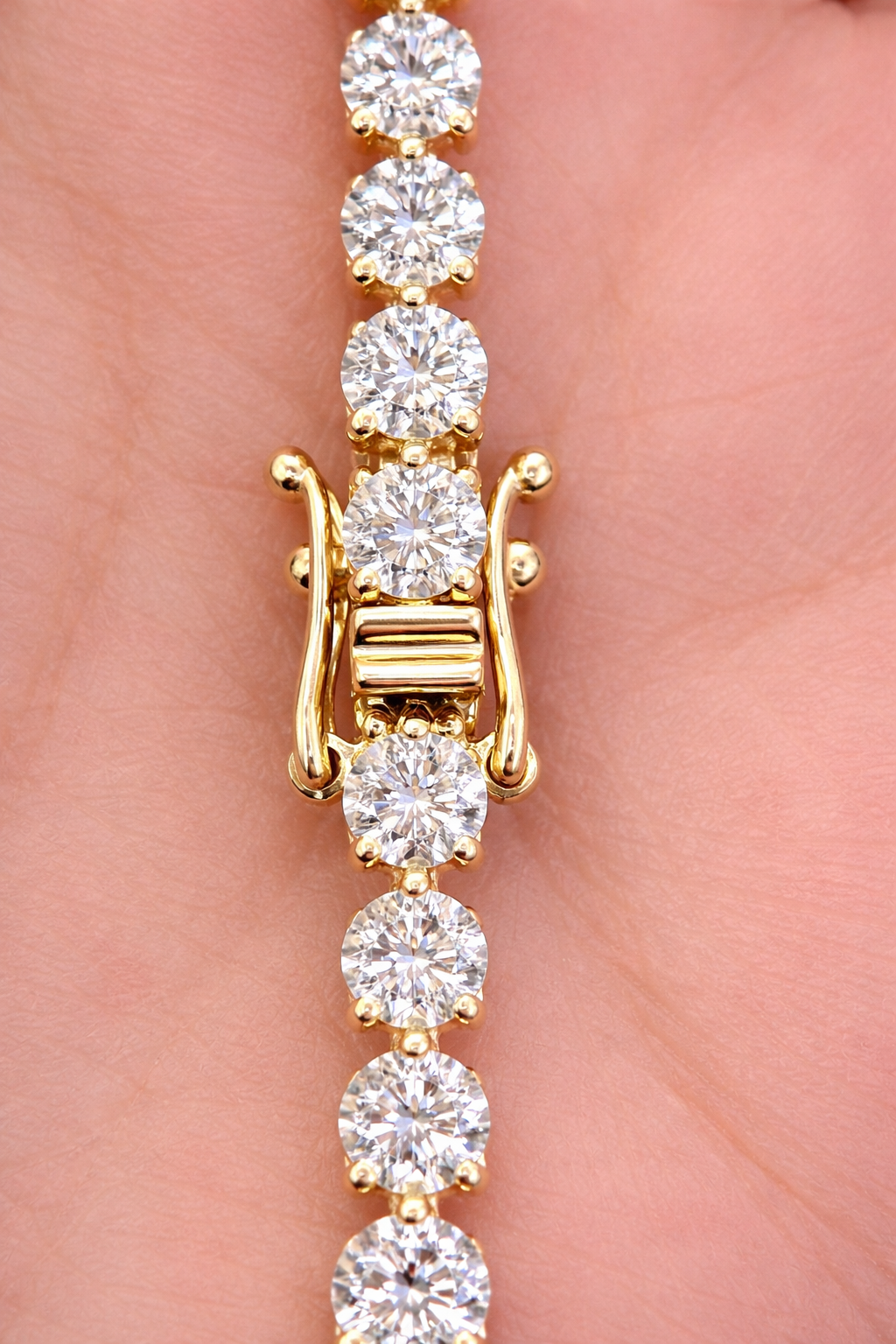 5.63ct Yellow Gold 3 Prongs Lab Diamond 7" Tennis Bracelet