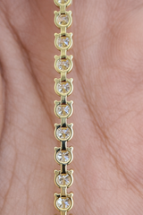 5.63ct Yellow Gold 3 Prongs Lab Diamond 7" Tennis Bracelet