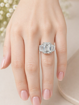 5.59ct Emerald Platinum 3 stone Ring