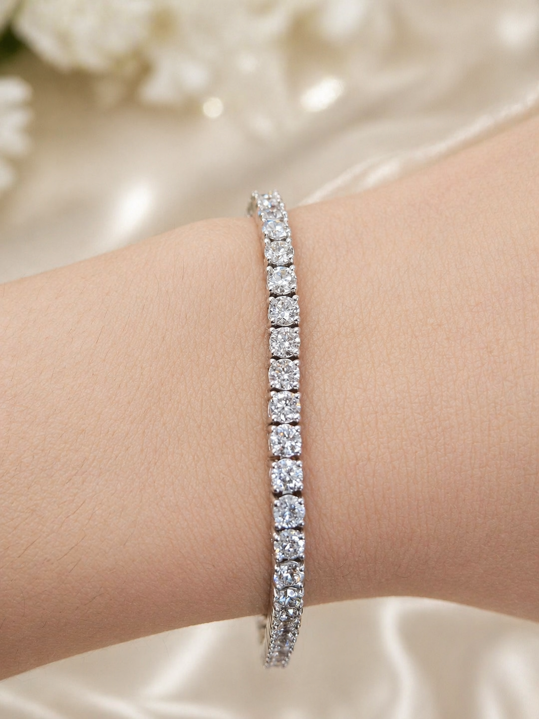 5.50ct White Gold Lab Diamond 7" Tennis Bracelet
