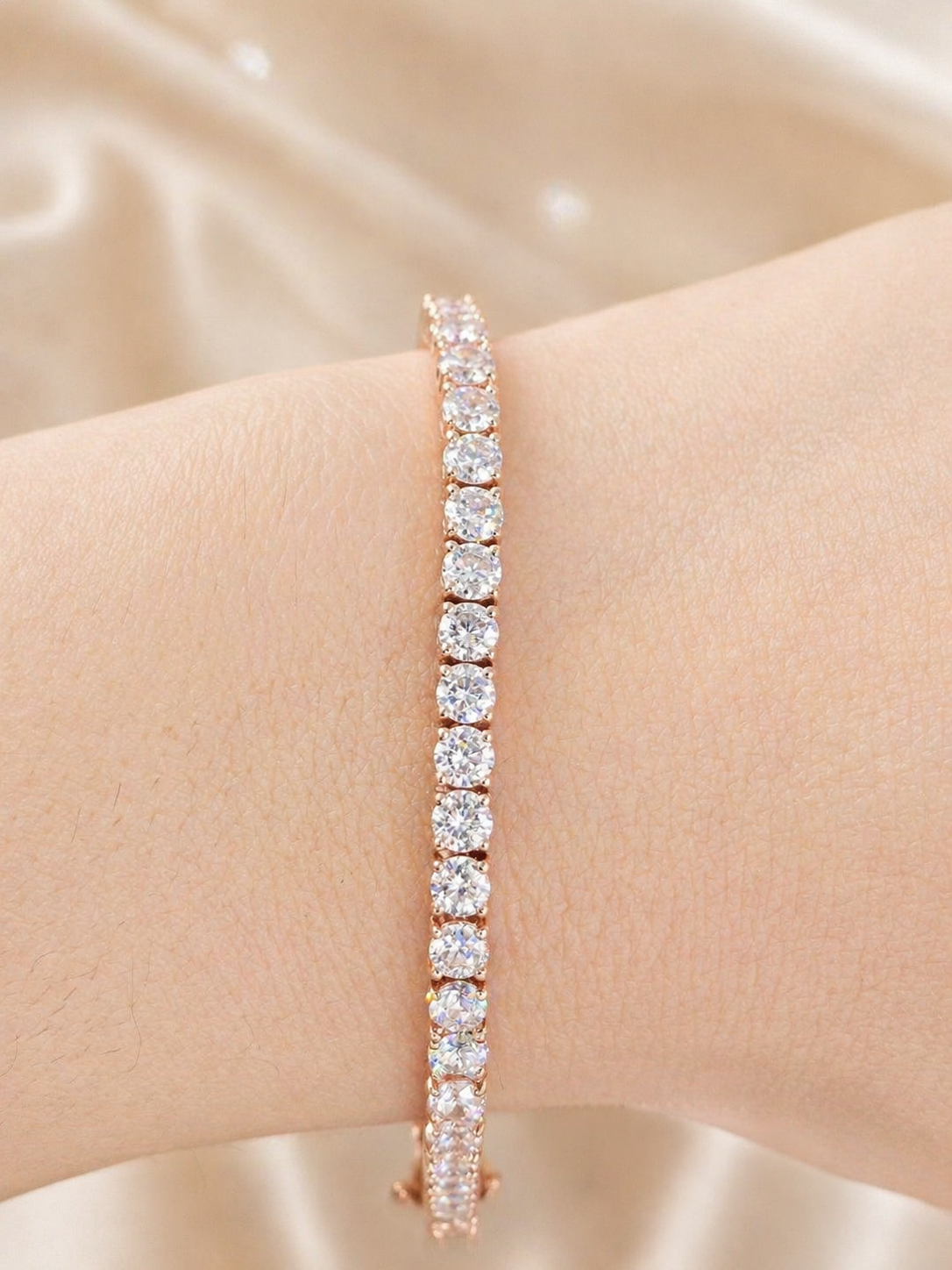 5.95ct Rose Gold Lab Diamond 7" Tennis Bracelet