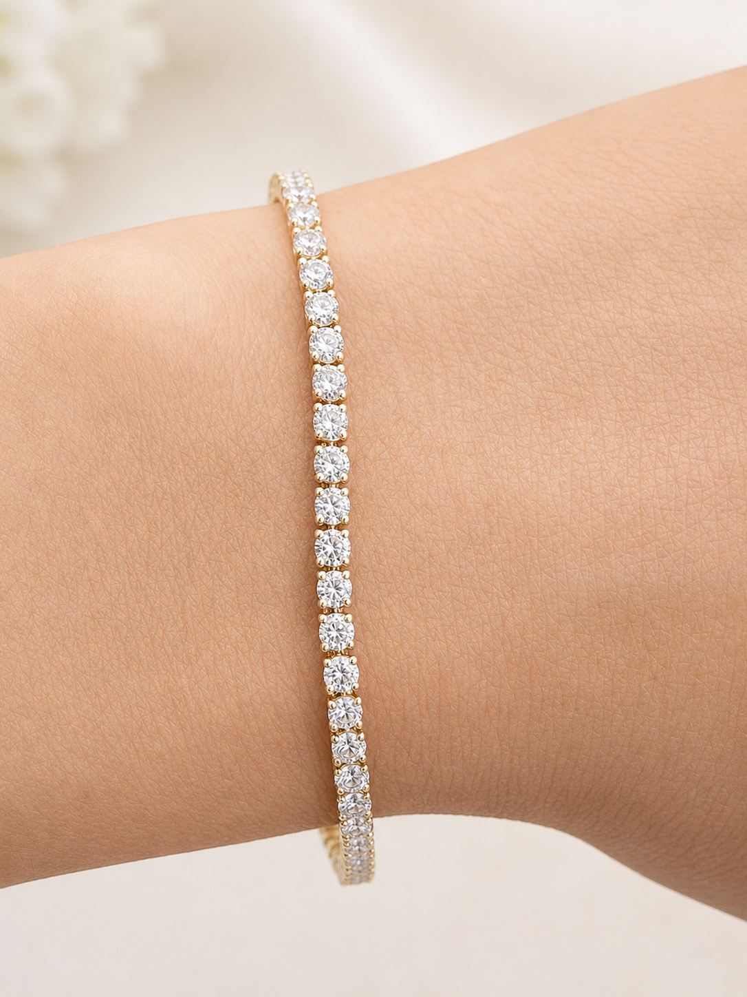 3.76cttw Yellow Gold Lab Diamond 7" Bracelet