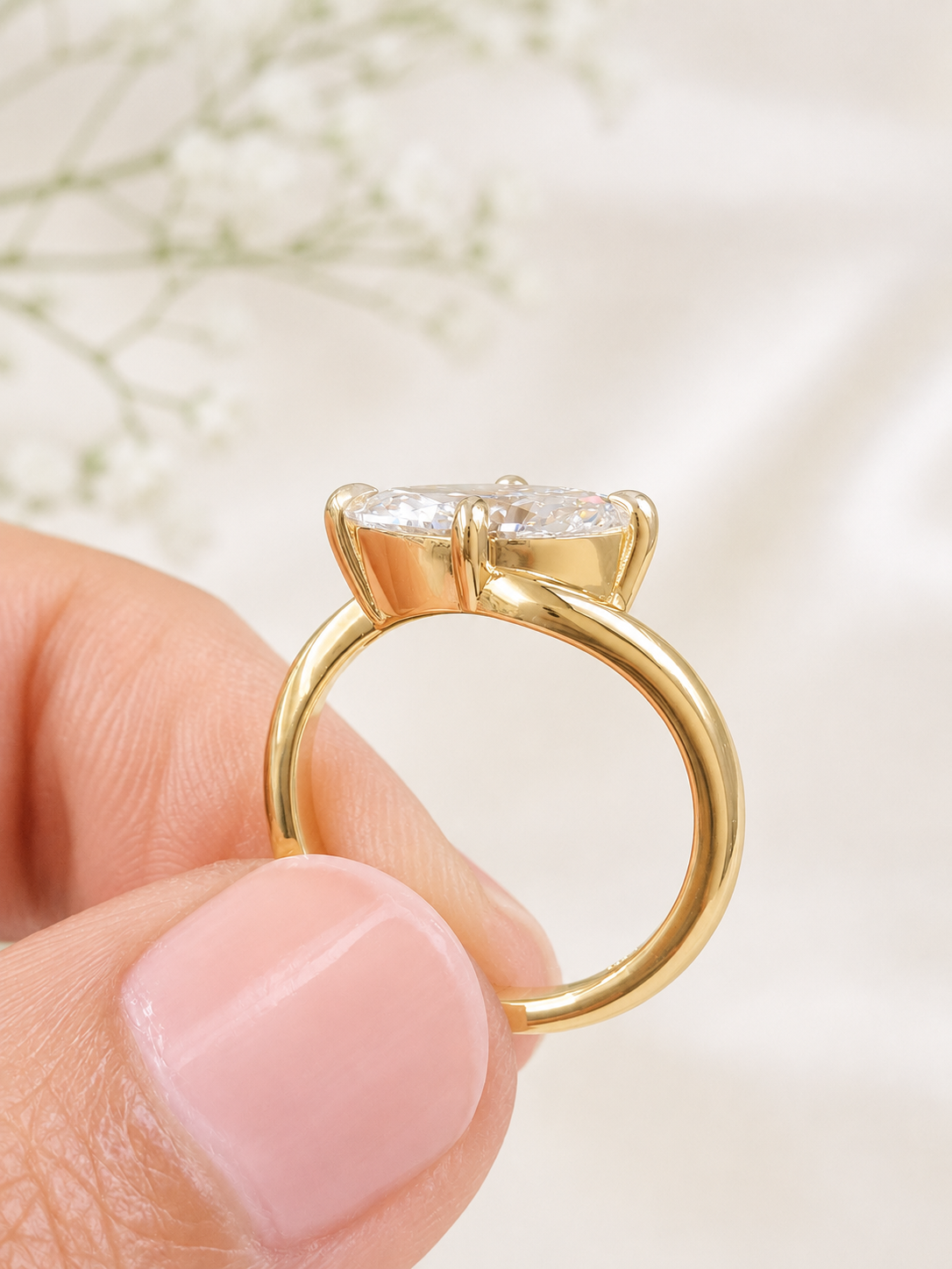 Custom Made Yellow Gold 1cttw Marquise Twirl Ring