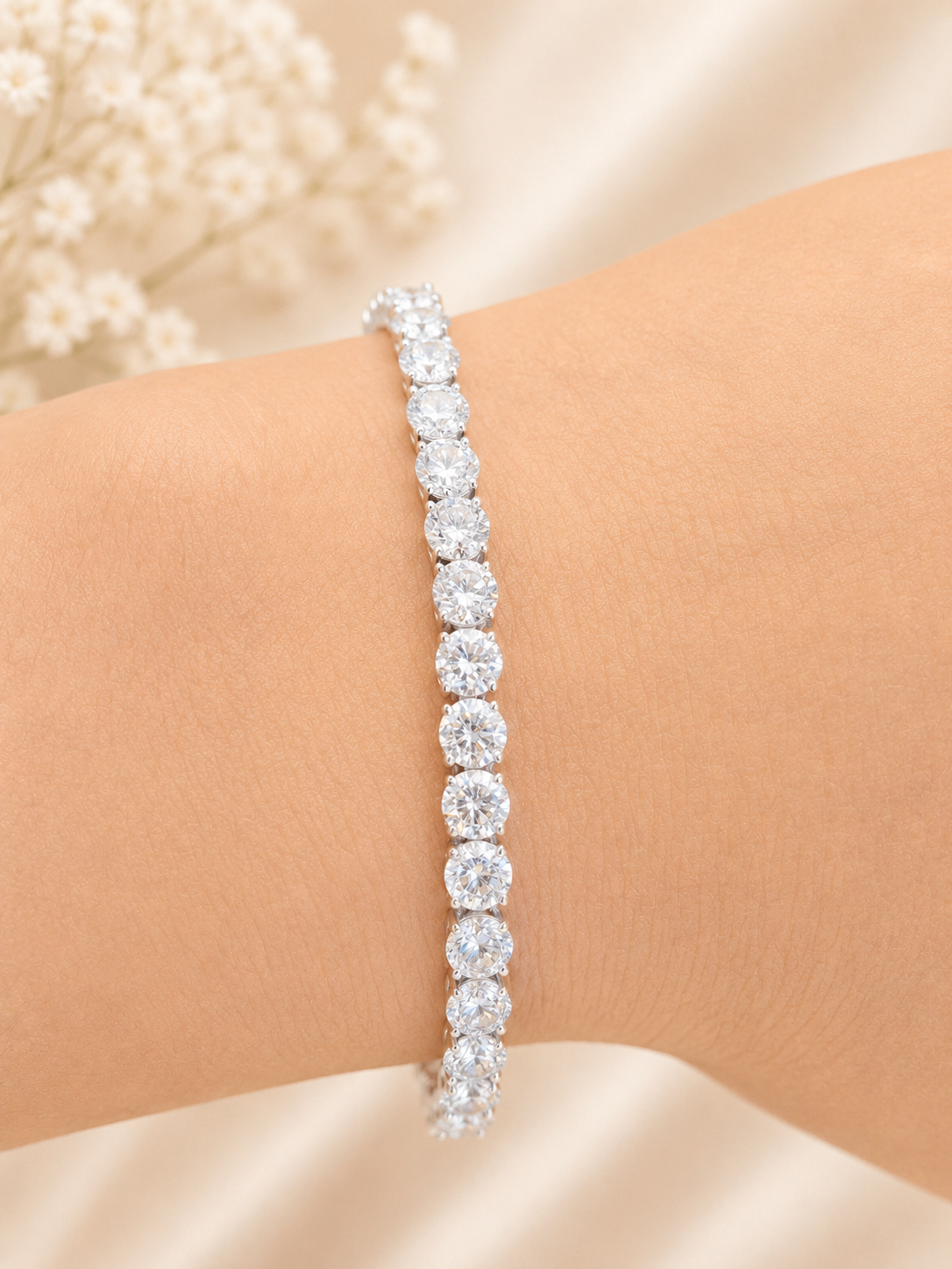 18K White Gold 10.14cttw Lab Diamond 7" Tennis Bracelet