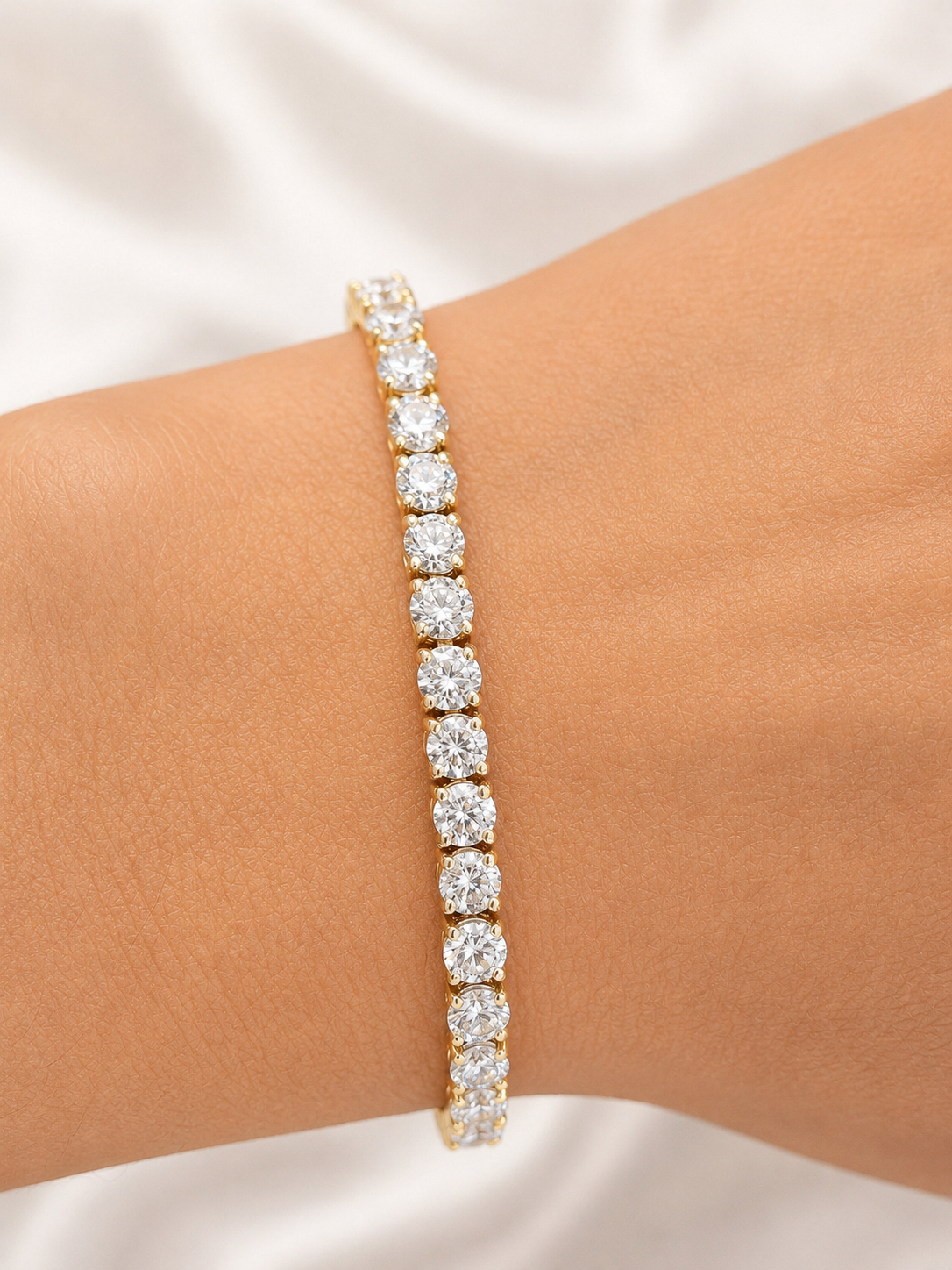 6.4cttw Yellow Gold Lab Diamond 7" Tennis Bracelet