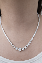 5.55ct White Gold Lab Diamond 17" Graduated Tennis Necklace