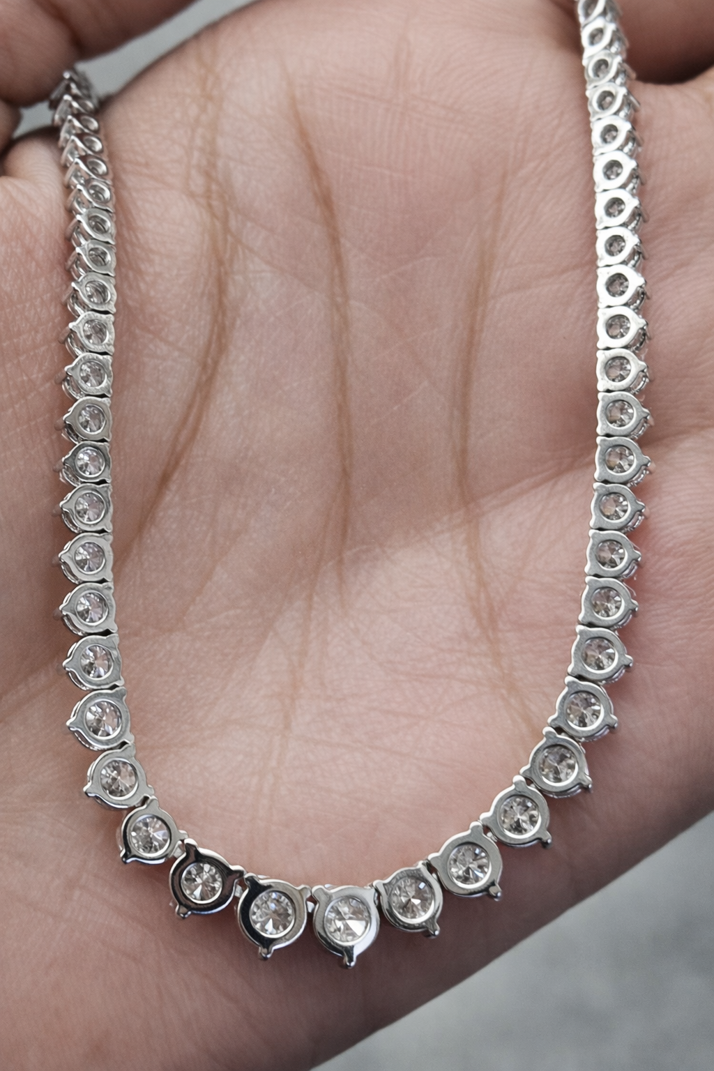 5.55ct White Gold Lab Diamond 17" Graduated Tennis Necklace