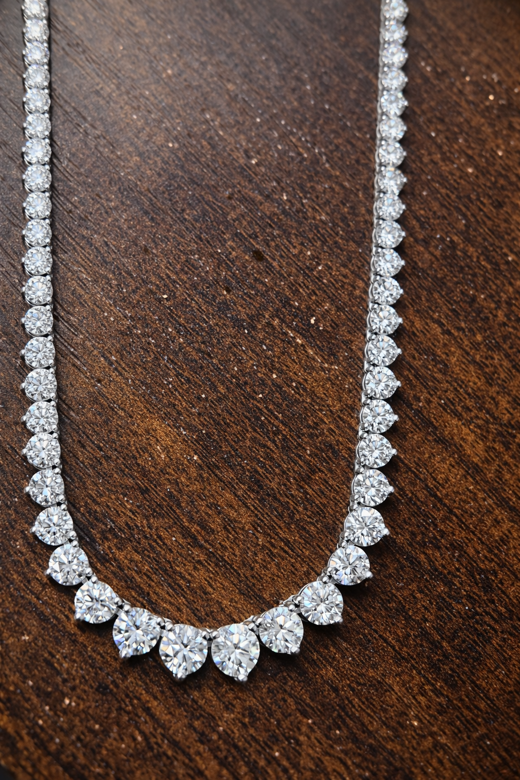 5.55ct White Gold Lab Diamond 17" Graduated Tennis Necklace