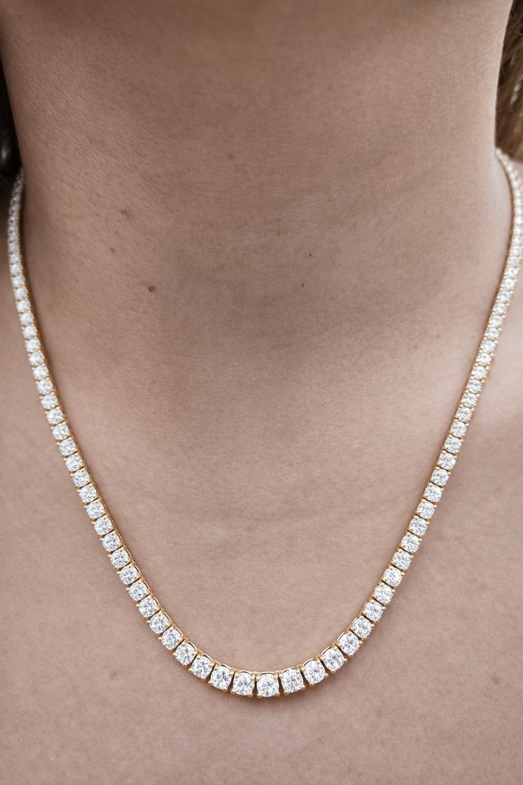 14.40ct Yellow Gold 18" Lab Diamond Tennis Necklace