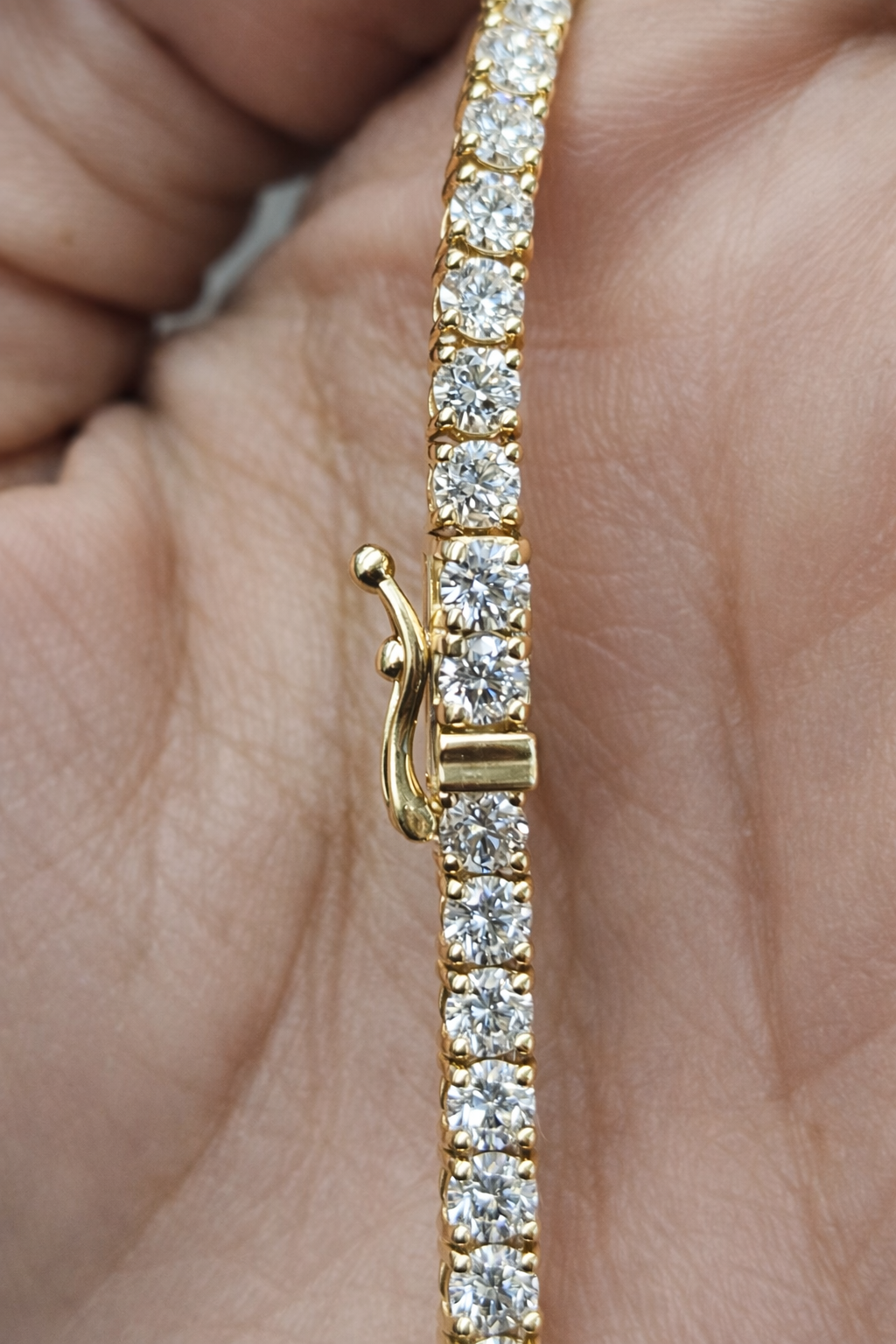 14.40ct Yellow Gold 18" Lab Diamond Tennis Necklace