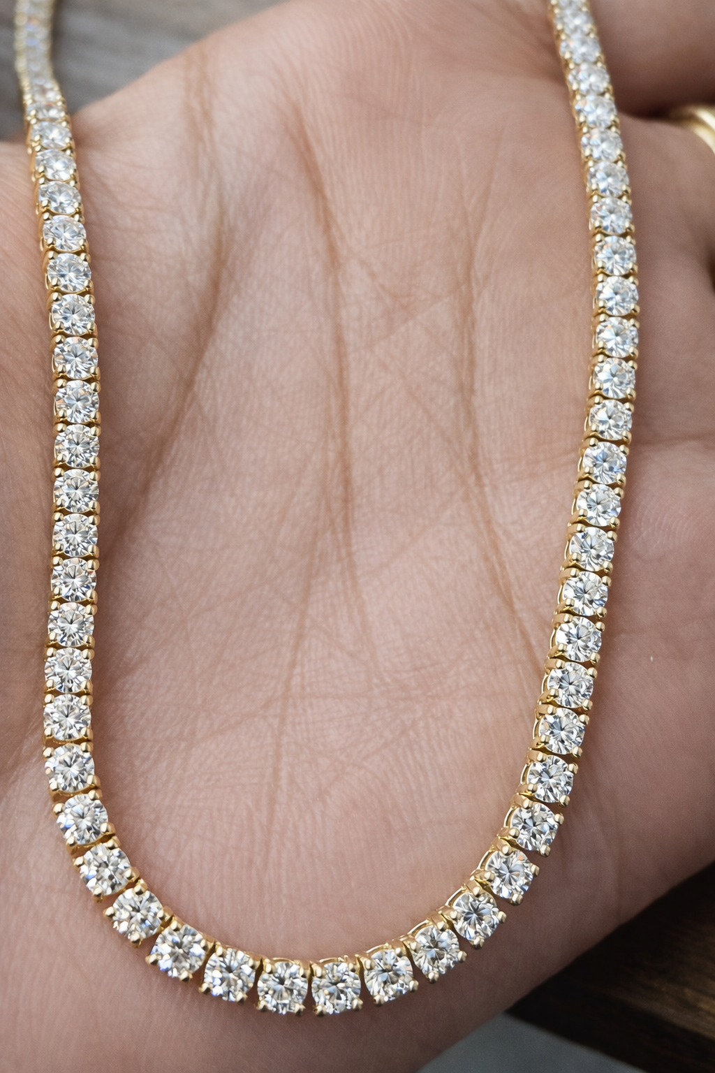 14.40ct Yellow Gold 18" Lab Diamond Tennis Necklace