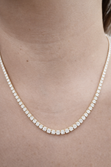 9.72ct Yellow Gold 17" Lab Diamond Tennis Necklace