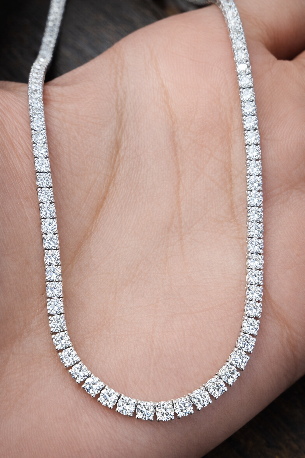 10.80ct White Gold 17" Lab Diamond Tennis Necklace