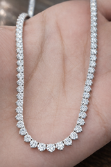 11.63ct 3 Prongs White Gold 17.5" Lab Tennis Necklace