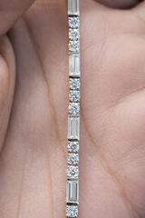 5.12ct Emerald & Round White Gold 7" Lab Tennis Bracelet