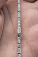 5.12ct Emerald & Round White Gold 7" Lab Tennis Bracelet