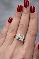 Pear & Emerald Yellow Gold Lab Diamond Ring