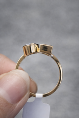 Pear & Emerald Yellow Gold Lab Diamond Ring