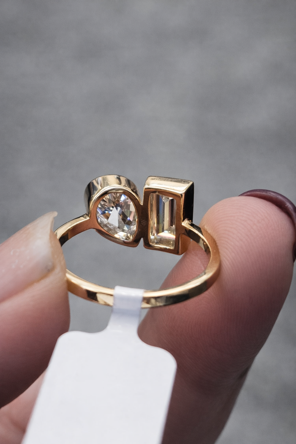 Pear & Emerald Yellow Gold Lab Diamond Ring