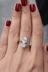 Pear & Round White Gold Lab Diamond Ring