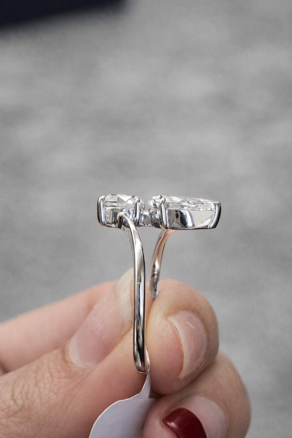 Pear & Round White Gold Lab Diamond Ring