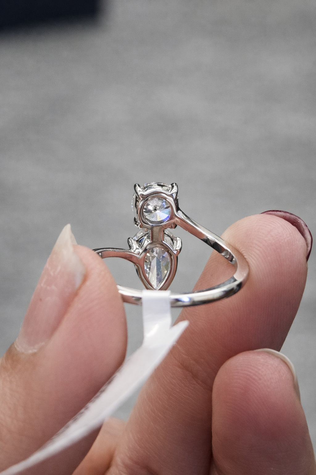 Pear & Round White Gold Lab Diamond Ring