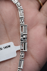 17.94ct Emerald & Round White Gold 7" Lab Diamond Bracelet