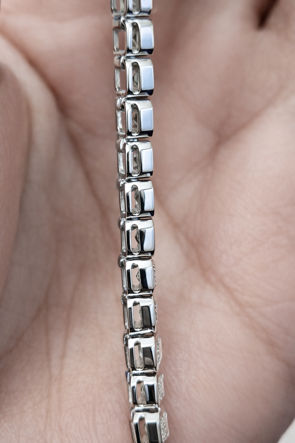 9.44ct Emerald Bezel Set White Gold 6.75" Lab Bracelet