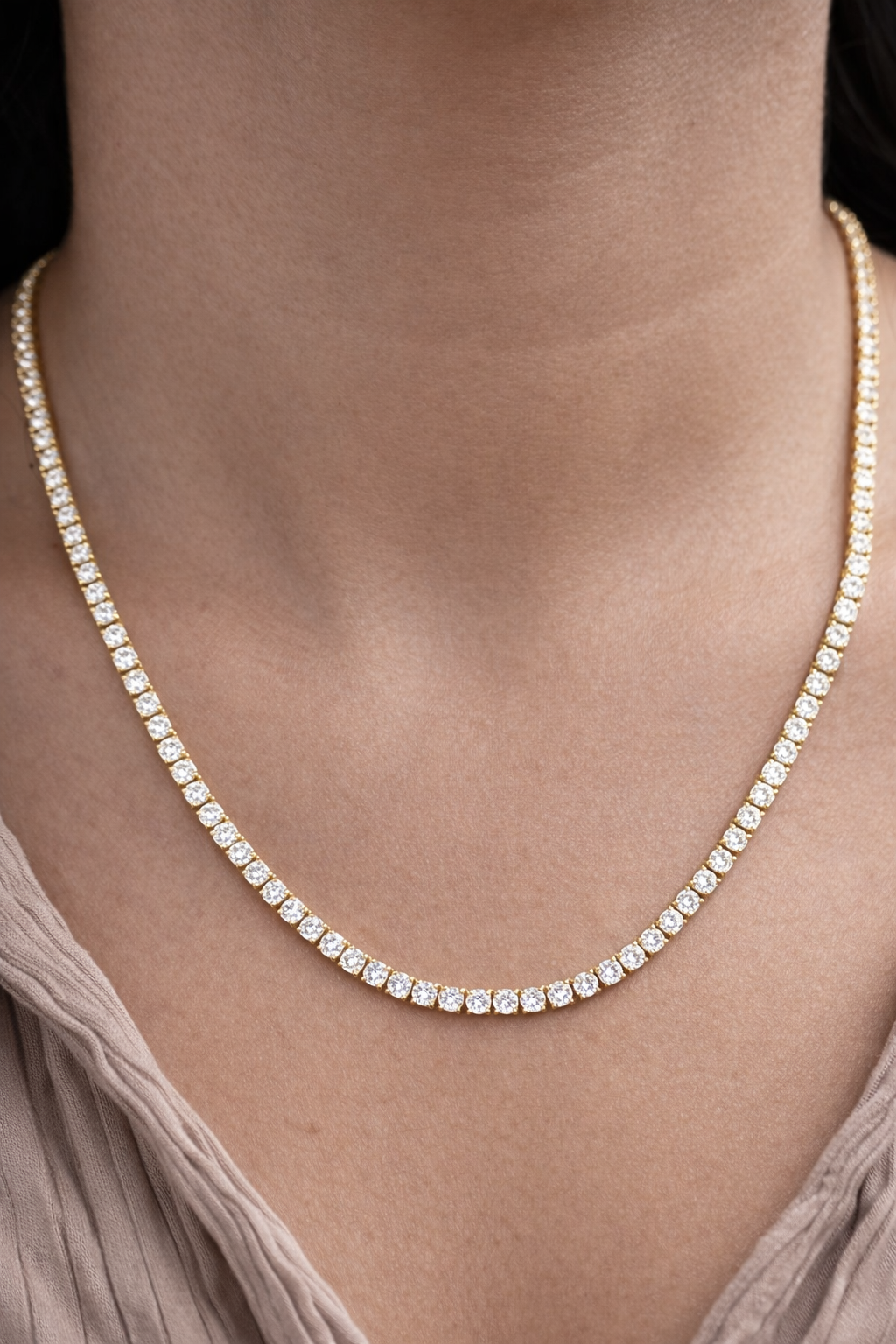 IGI Certified 14.39ct lab Diamond 17" Tennis Necklace in Yellow Gold