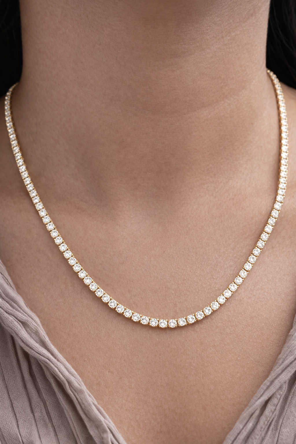 IGI Certified 14.39ct lab Diamond 17" Tennis Necklace in Yellow Gold